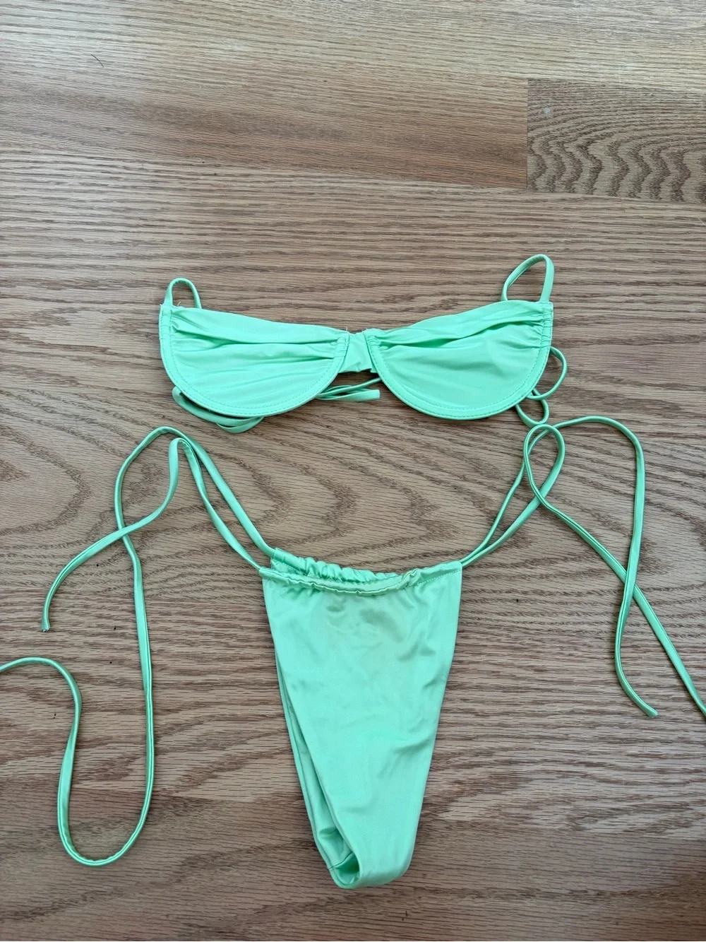 Frankie’s bikinis Green String Bikini Swim Set